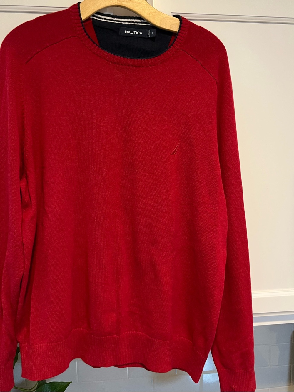 Nautica Men's Bright Red Crewneck Sweater